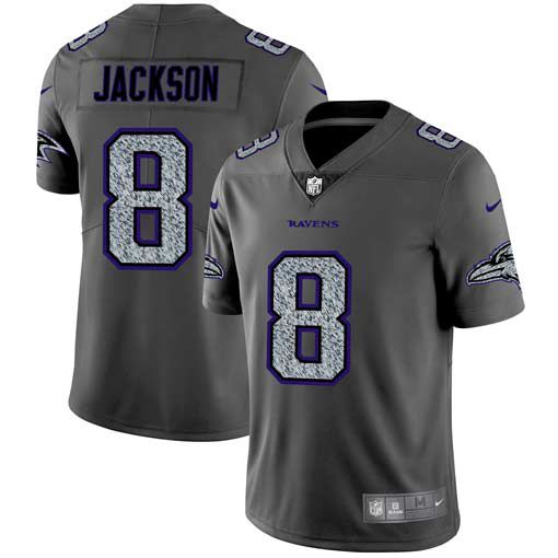 Men Baltimore Ravens #8 Jackson Nike Teams Gray Fashion Static Limited NFL Jerseys->philadelphia eagles->NFL Jersey